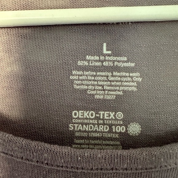 Oversized Tunic Top Purple Linen Blend Casual Relaxed Fit Womens Size L - Picture 2 of 4